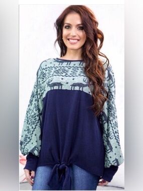 New Fair Isle Holiday Tie Front Top